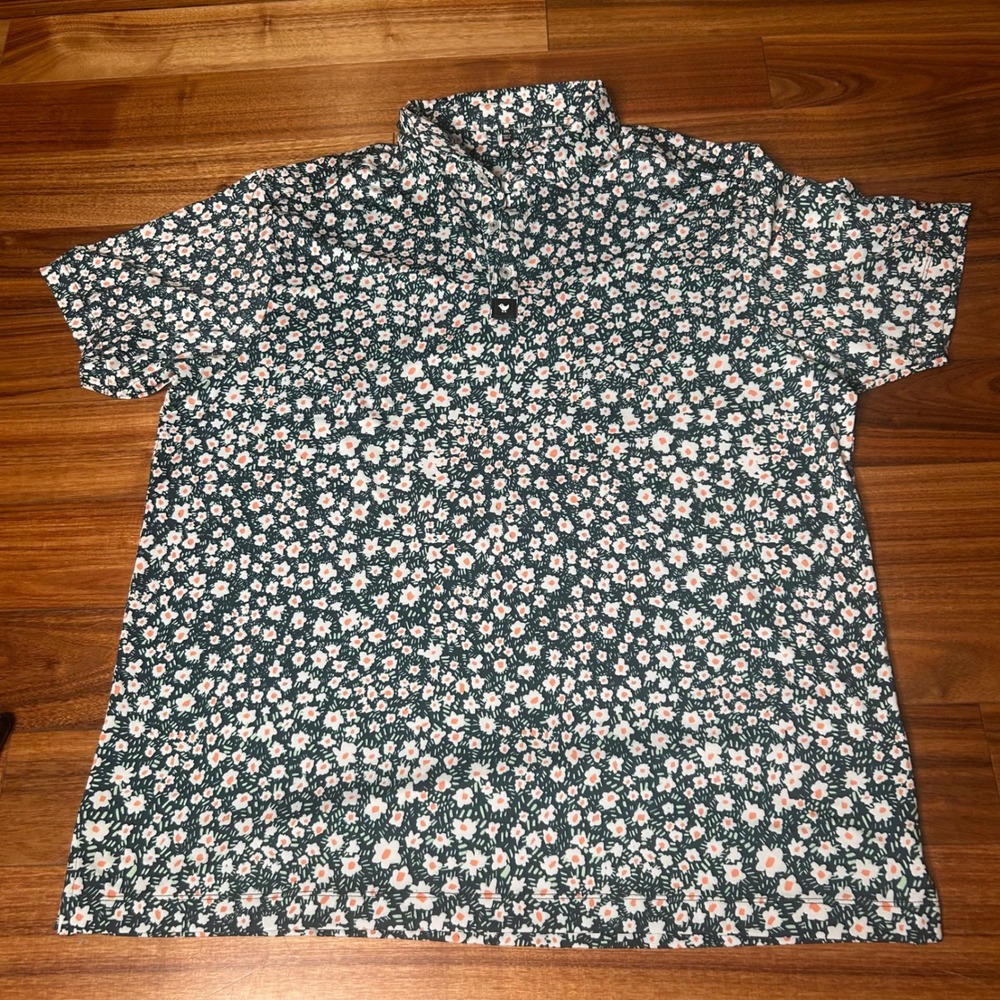 Bad Birdie 2XL Bermuda‎ Floral Print Golf Polo Shirt Mens Short Sleeve